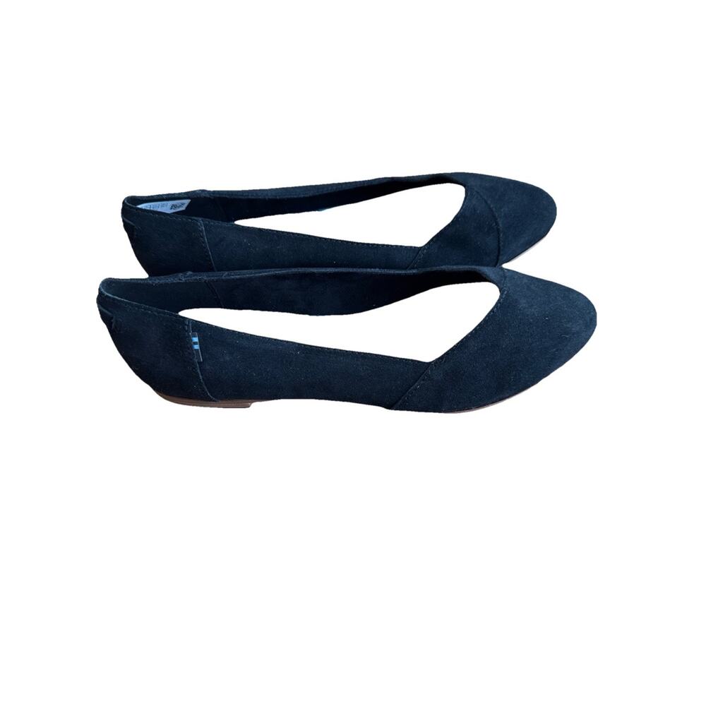 TOMS Julie Women's 9 Pointed Toe Suede Black Ballet Flat Slip On Comfort Shoe